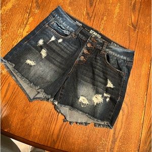 High rise distressed jean shorts